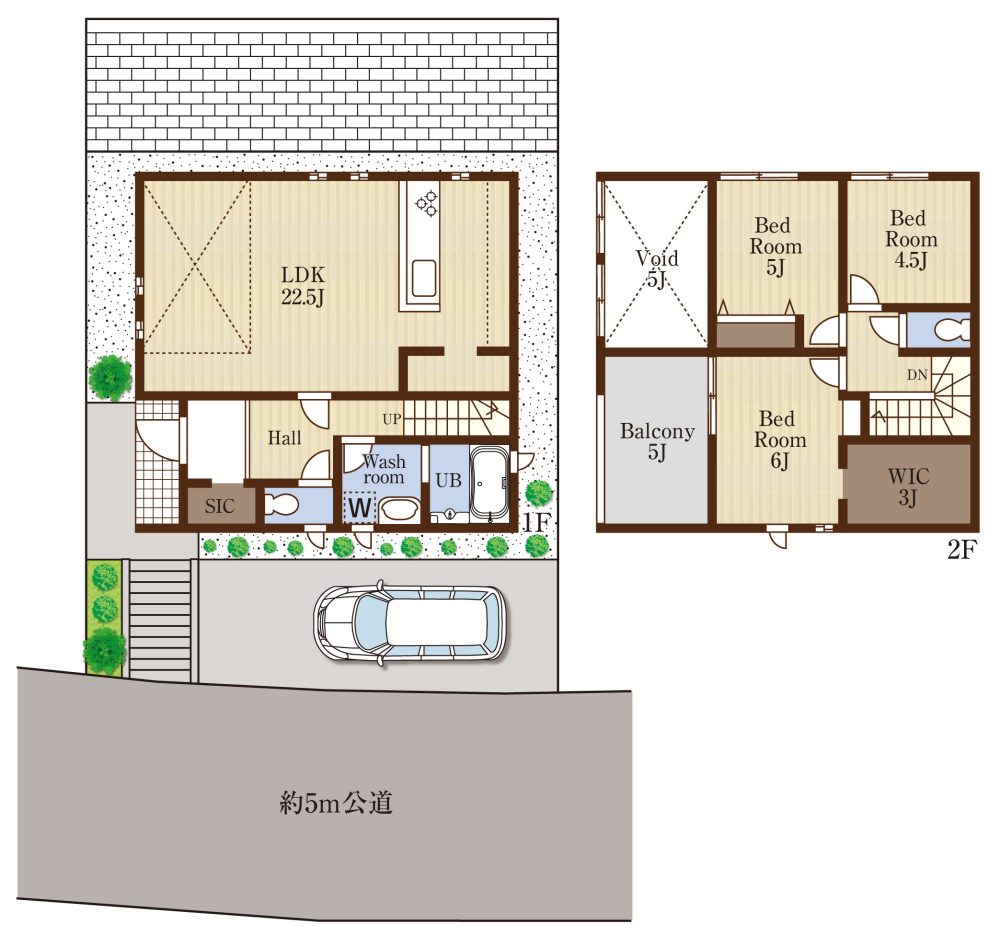 建物プラン例■3LDK■2階建て■リビング22.5J